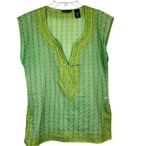 Vintage Y2K New York & Company Green Glittery Fairy Grunge Top Women’s Size S
